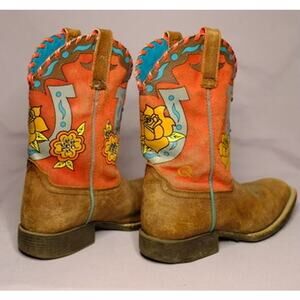 Incredible Vintage Ariat Barbie Western Boots Colorful Leather and Suede Detail